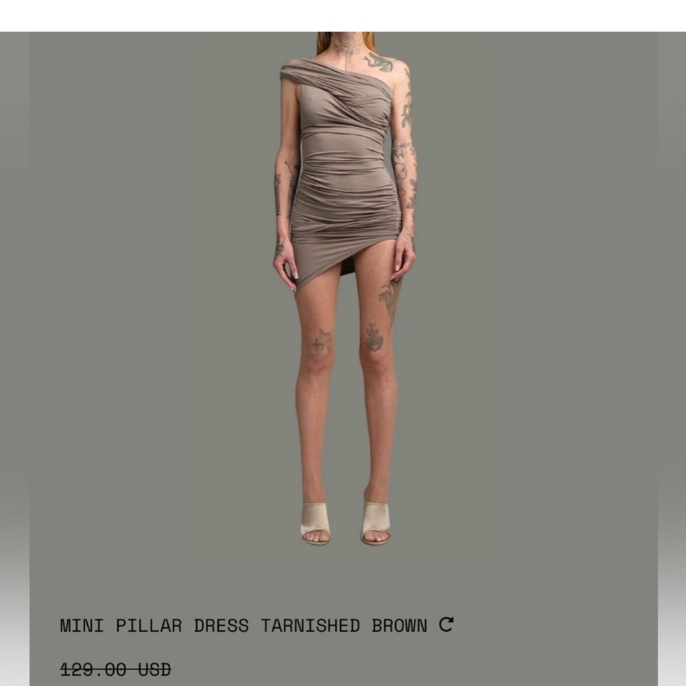Mini Pillar Dress in Brown. Entire studios
